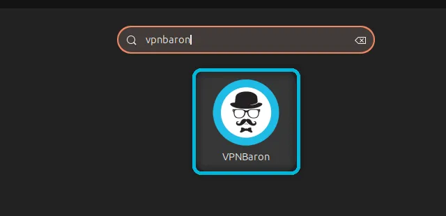 Searching the apps for VPNBaron, with the VPNBaron icon highlighted