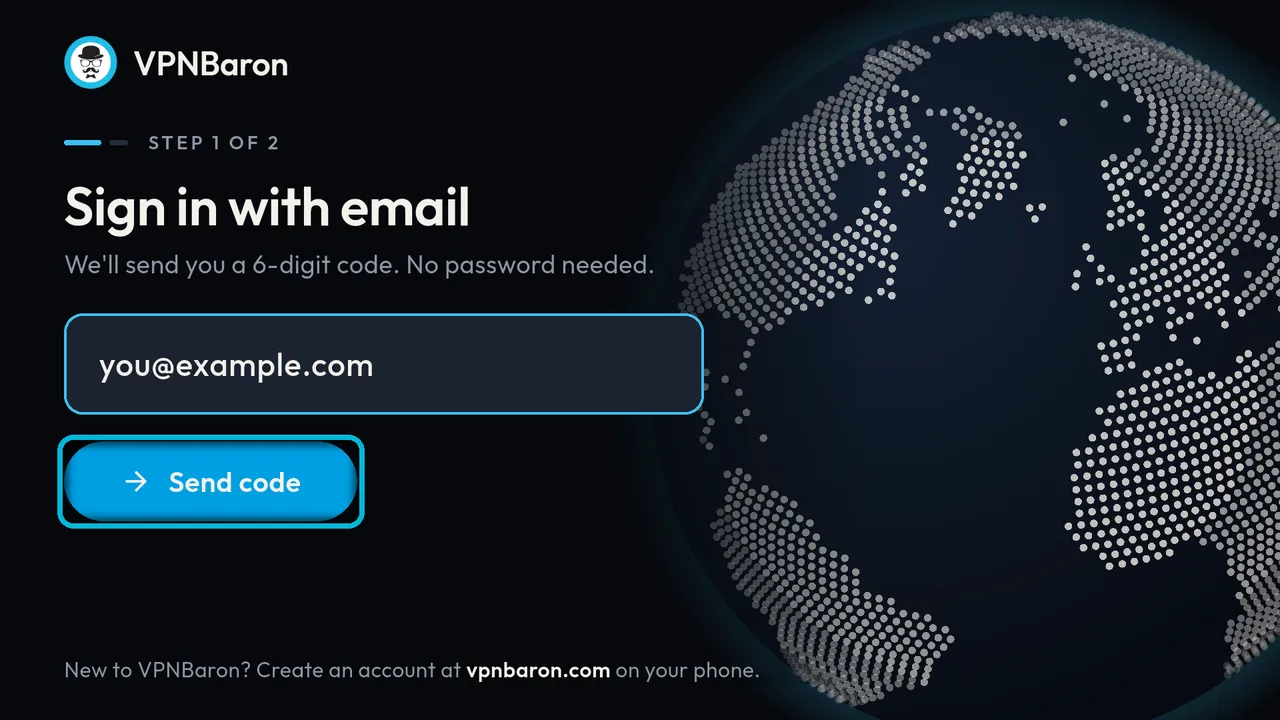 Sign in with email, with the Send code button highlighted