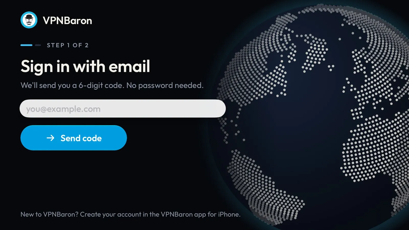 Sign in with email, with the email box selected