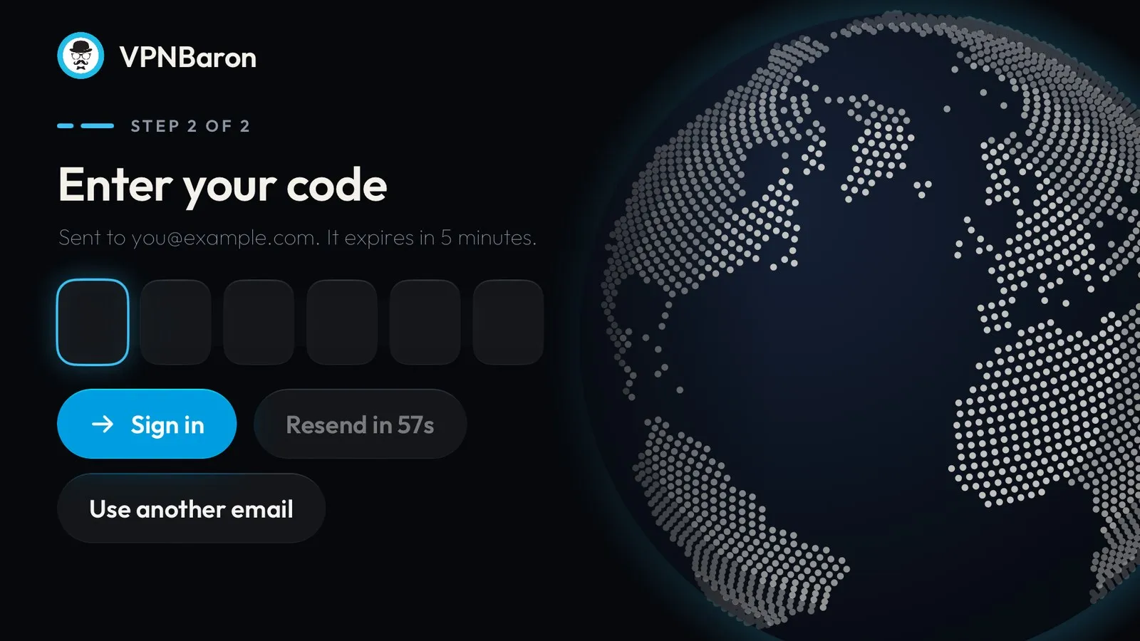 Enter your code, with the first code box selected