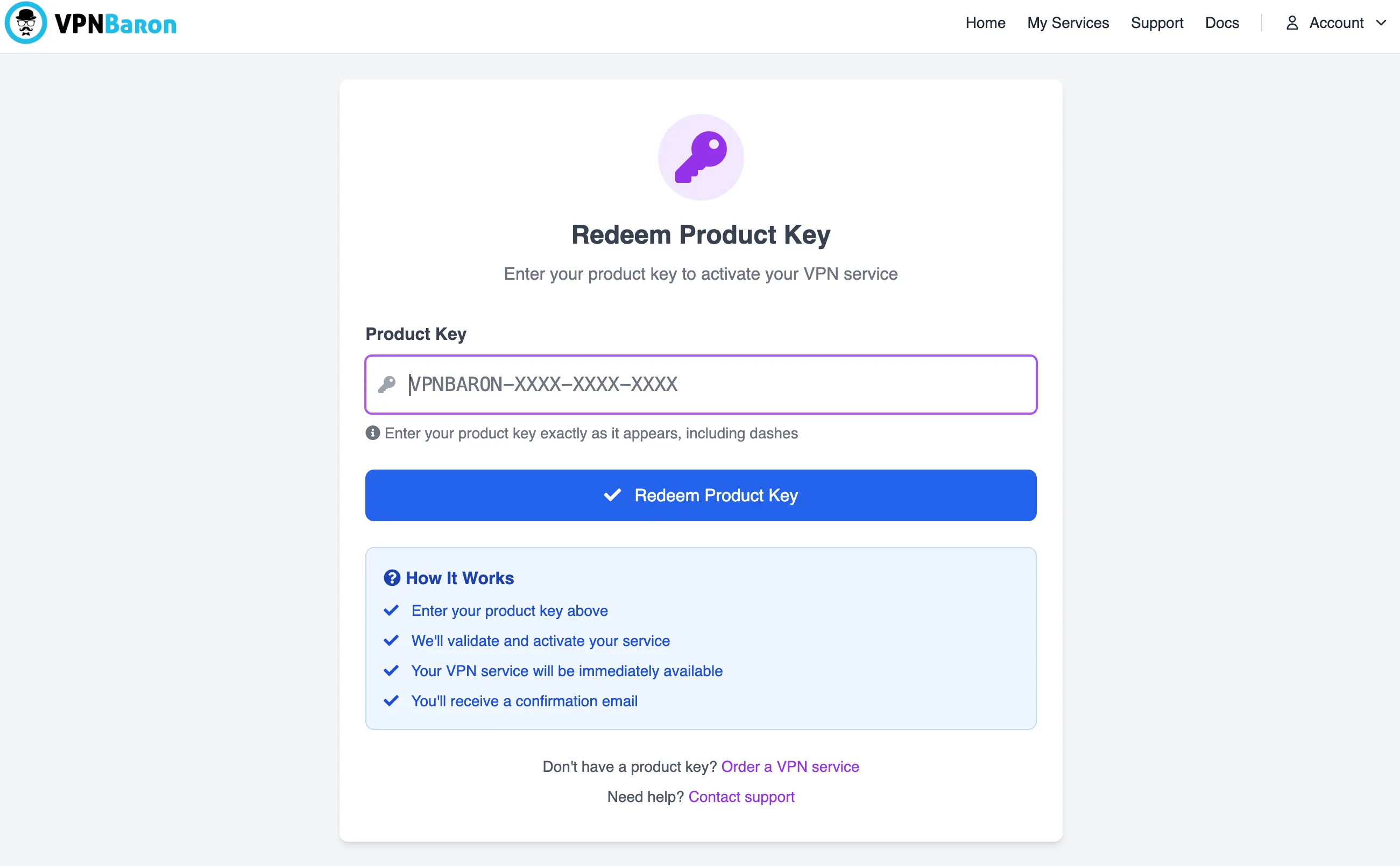 Enter your product key