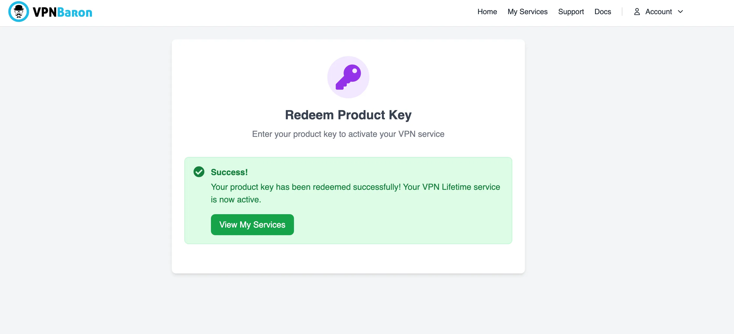 Successful redemption confirmation