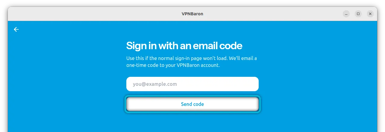 Sign in with an email code, with Send code highlighted