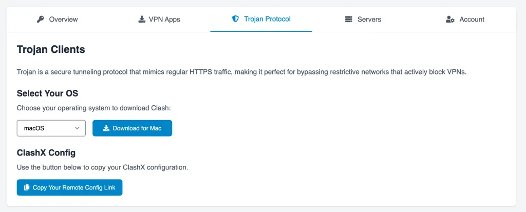 Trojan Protocol Tab