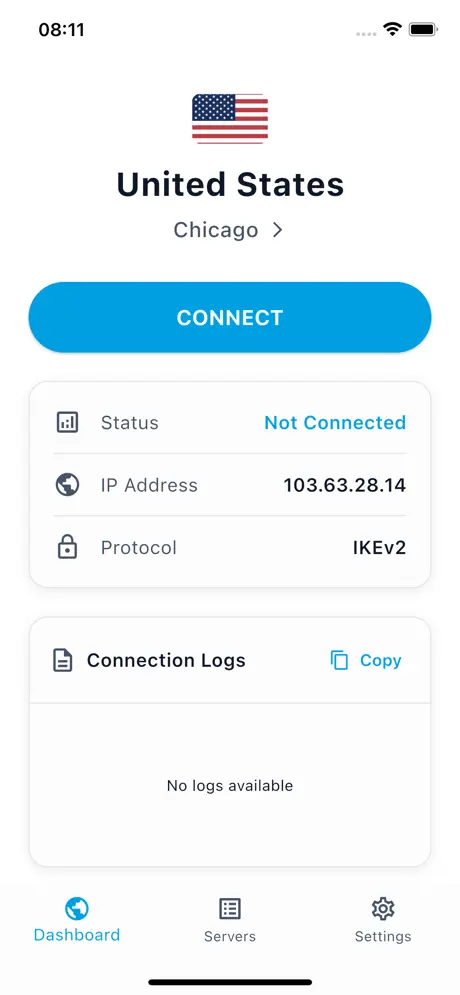 VPNBaron app connected