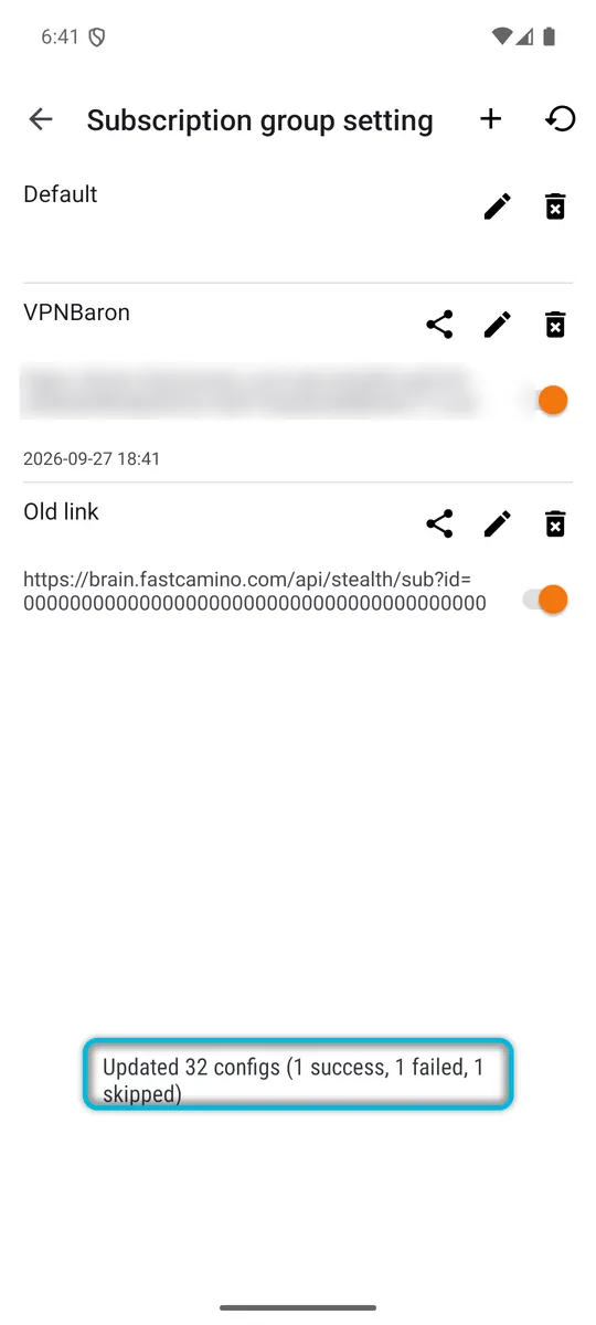 The update result: Updated 32 configs (1 success, 1 failed, 1 skipped)