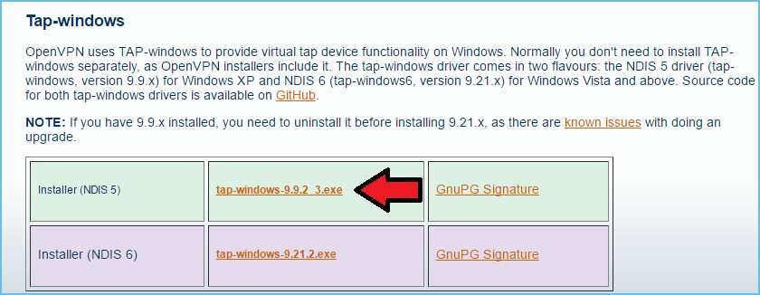 openvpn windows xp tap driver